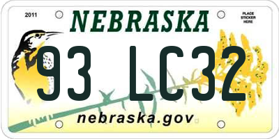 NE license plate 93LC32