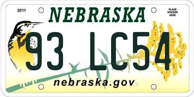 NE license plate 93LC54