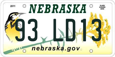 NE license plate 93LD13