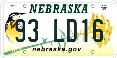 NE license plate 93LD16