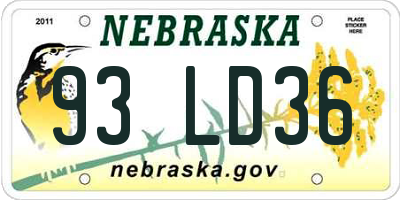 NE license plate 93LD36