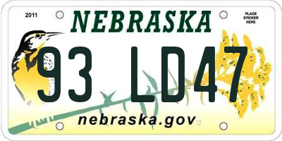 NE license plate 93LD47