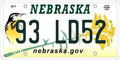 NE license plate 93LD52