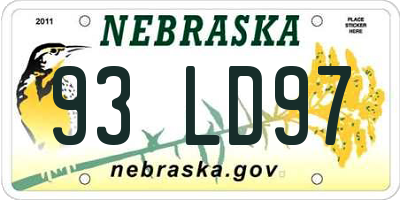NE license plate 93LD97