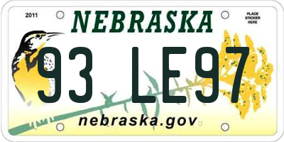 NE license plate 93LE97