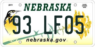 NE license plate 93LF05