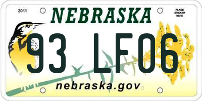 NE license plate 93LF06