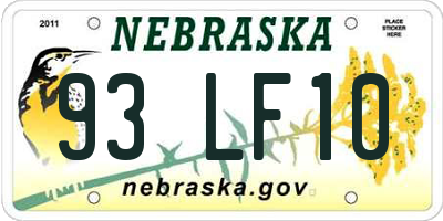 NE license plate 93LF10