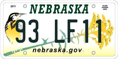 NE license plate 93LF11