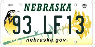 NE license plate 93LF13