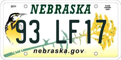 NE license plate 93LF17