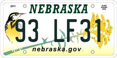 NE license plate 93LF31