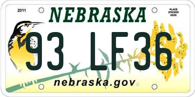 NE license plate 93LF36