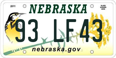 NE license plate 93LF43