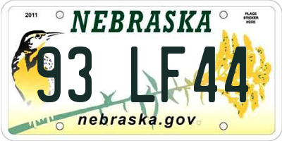 NE license plate 93LF44