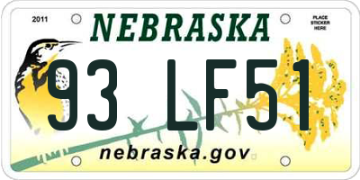 NE license plate 93LF51