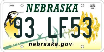 NE license plate 93LF53