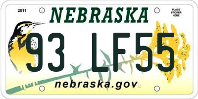 NE license plate 93LF55