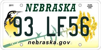 NE license plate 93LF56