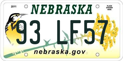 NE license plate 93LF57