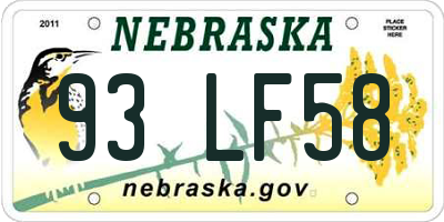 NE license plate 93LF58