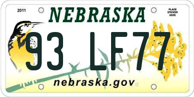 NE license plate 93LF77
