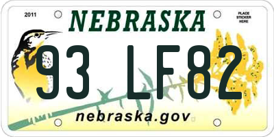 NE license plate 93LF82