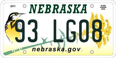 NE license plate 93LG08