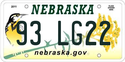 NE license plate 93LG22