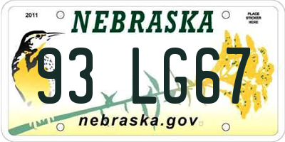 NE license plate 93LG67