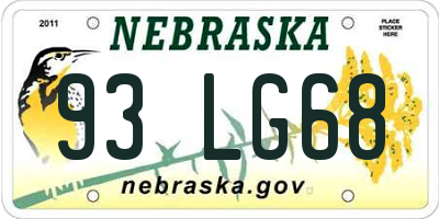 NE license plate 93LG68