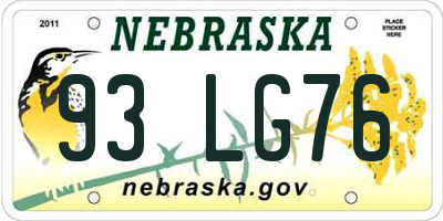 NE license plate 93LG76