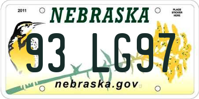 NE license plate 93LG97