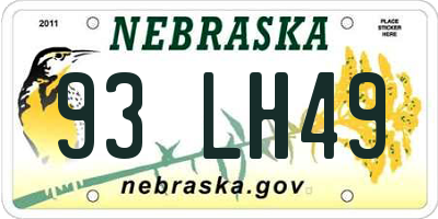 NE license plate 93LH49