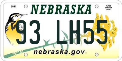 NE license plate 93LH55