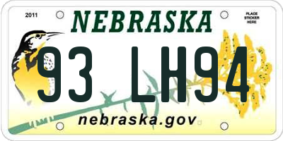 NE license plate 93LH94