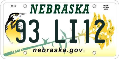 NE license plate 93LI12