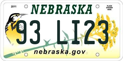 NE license plate 93LI23
