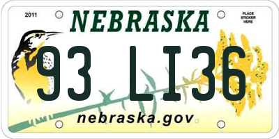 NE license plate 93LI36