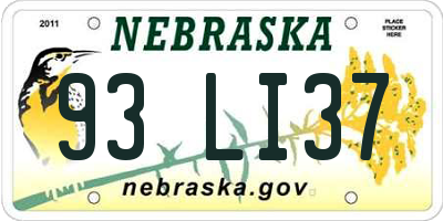 NE license plate 93LI37