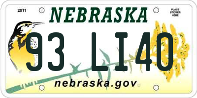 NE license plate 93LI40