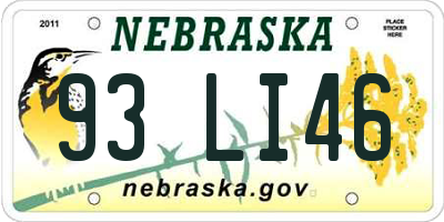 NE license plate 93LI46