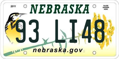 NE license plate 93LI48