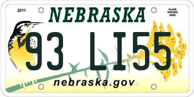 NE license plate 93LI55
