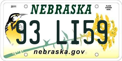 NE license plate 93LI59