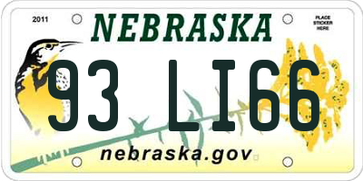 NE license plate 93LI66