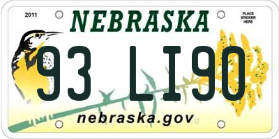 NE license plate 93LI90