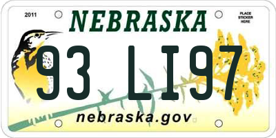 NE license plate 93LI97