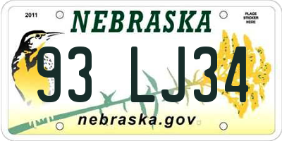 NE license plate 93LJ34