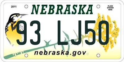 NE license plate 93LJ50